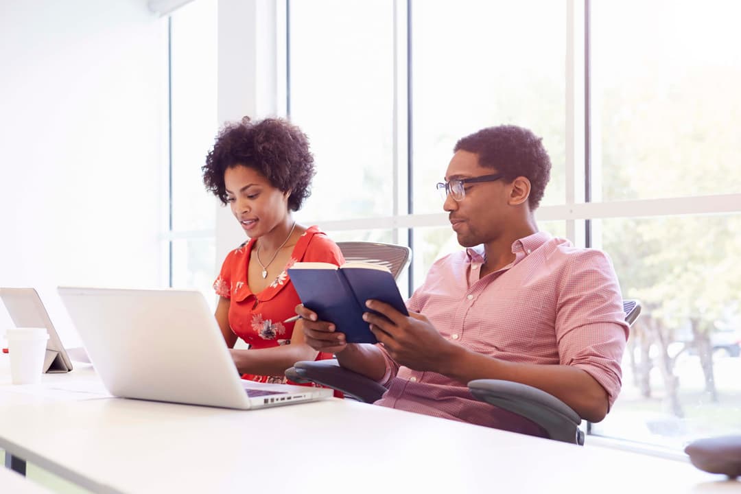 Business professionals collaborating on modern digital transformation